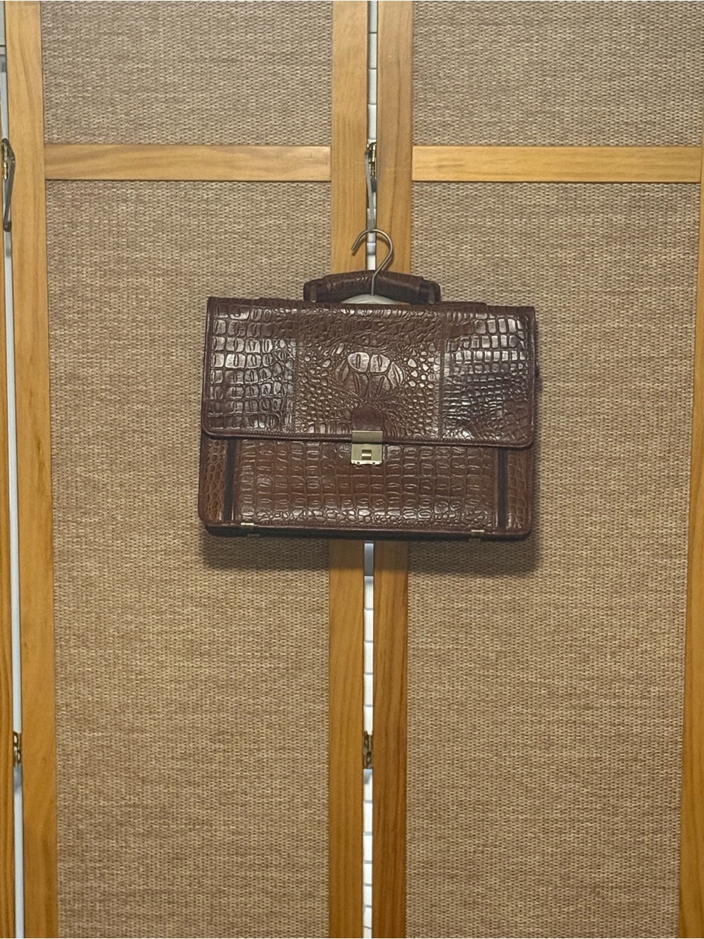 Men's Brown Croc Briefcase